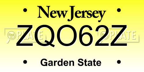ZQO62Z New Jersey License Plate