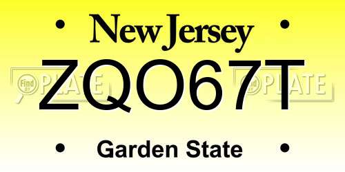 ZQO67T New Jersey License Plate