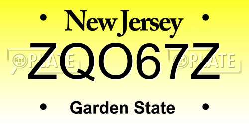 ZQO67Z New Jersey License Plate