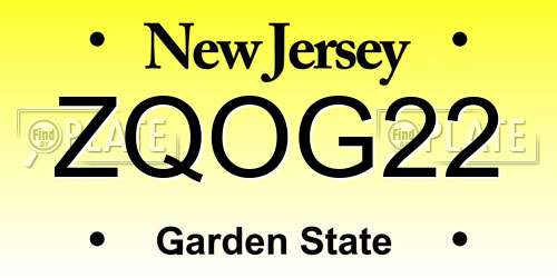 ZQOG22 New Jersey License Plate