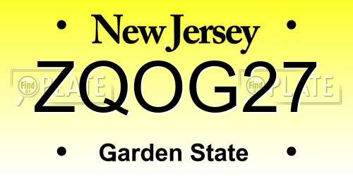 ZQOG27 New Jersey License Plate