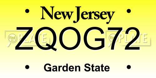 ZQOG72 New Jersey License Plate