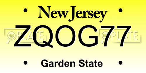 ZQOG77 New Jersey License Plate