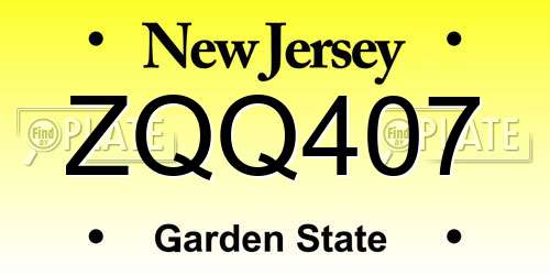 ZQQ407 New Jersey License Plate