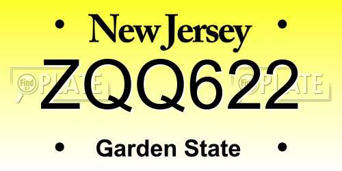 ZQQ622 New Jersey License Plate