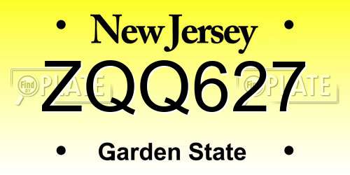 ZQQ627 New Jersey License Plate