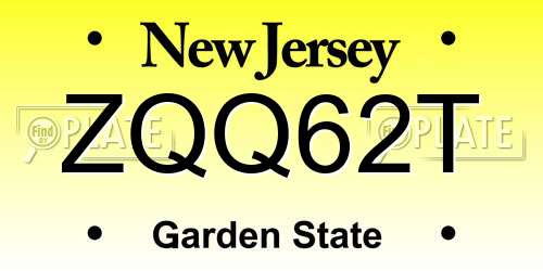 ZQQ62T New Jersey License Plate