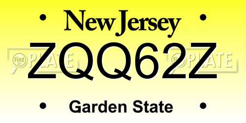 ZQQ62Z New Jersey License Plate