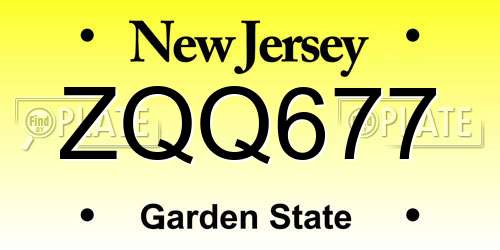 ZQQ677 New Jersey License Plate