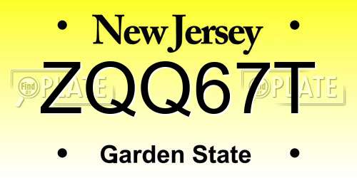 ZQQ67T New Jersey License Plate