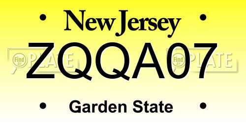 ZQQA07 New Jersey License Plate