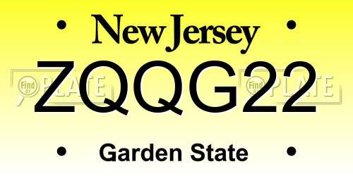ZQQG22 New Jersey License Plate