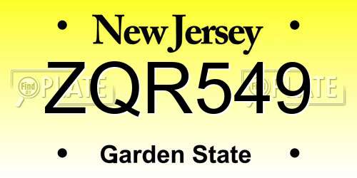 ZQR549 New Jersey License Plate