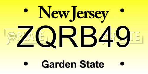 ZQRB49 New Jersey License Plate