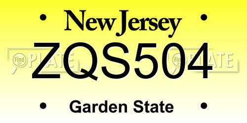 ZQS504 New Jersey License Plate