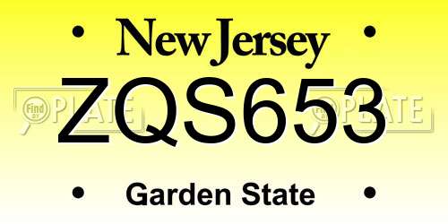 ZQS653 New Jersey License Plate