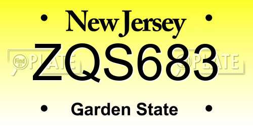 ZQS683 New Jersey License Plate