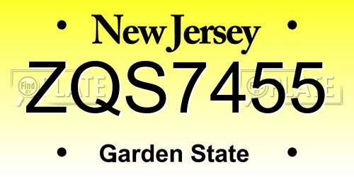 ZQS7455 New Jersey License Plate
