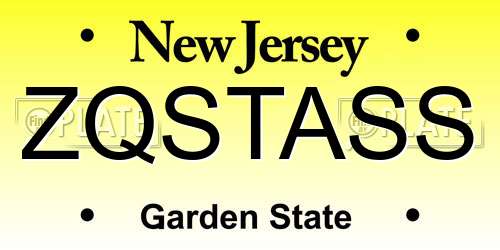 ZQSTASS New Jersey License Plate