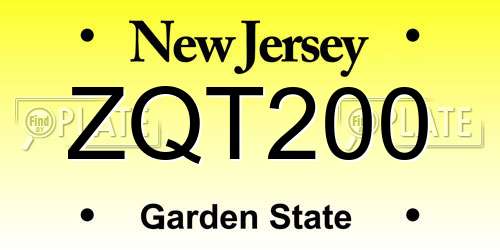 ZQT200 New Jersey License Plate