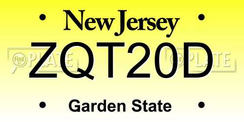 ZQT20D New Jersey License Plate