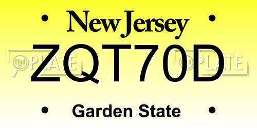 ZQT70D New Jersey License Plate