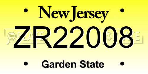 ZR22008 New Jersey License Plate