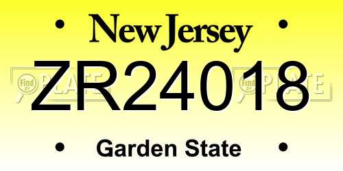 ZR24018 New Jersey License Plate