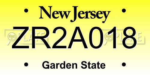 ZR2A018 New Jersey License Plate