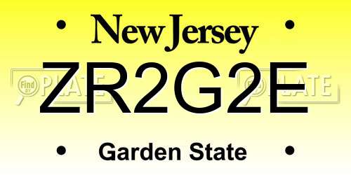 ZR2G2E New Jersey License Plate