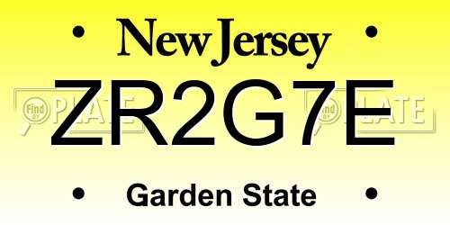 ZR2G7E New Jersey License Plate