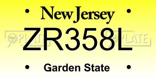 ZR358L New Jersey License Plate