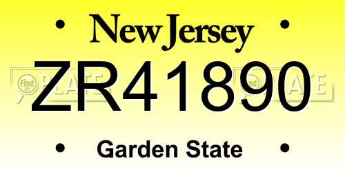 ZR41890 New Jersey License Plate