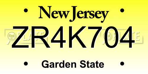 ZR4K704 New Jersey License Plate