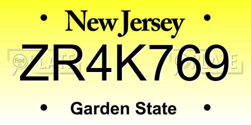ZR4K769 New Jersey License Plate