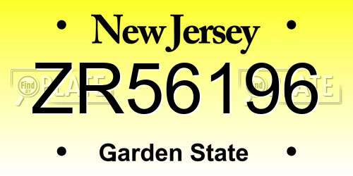 ZR56196 New Jersey License Plate
