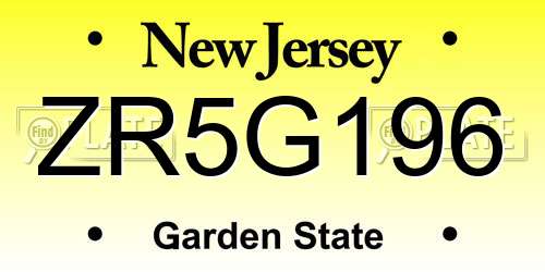 ZR5G196 New Jersey License Plate