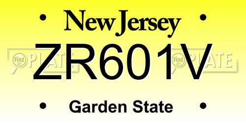ZR601V New Jersey License Plate