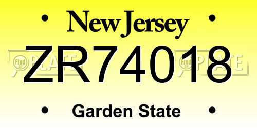 ZR74018 New Jersey License Plate
