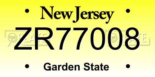 ZR77008 New Jersey License Plate