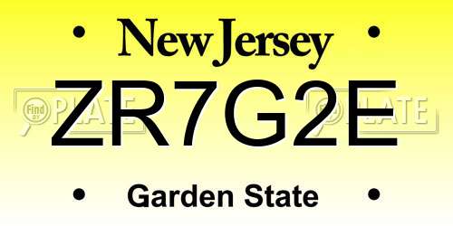 ZR7G2E New Jersey License Plate