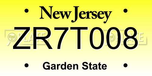 ZR7T008 New Jersey License Plate