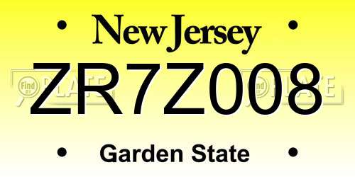 ZR7Z008 New Jersey License Plate