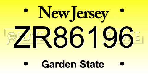 ZR86196 New Jersey License Plate