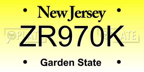 ZR970K New Jersey License Plate