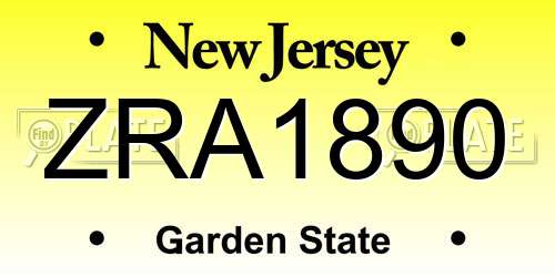 ZRA1890 New Jersey License Plate