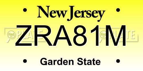 ZRA81M New Jersey License Plate
