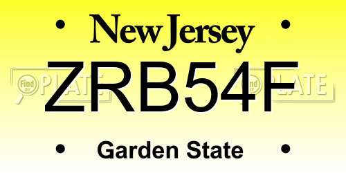 ZRB54F New Jersey License Plate
