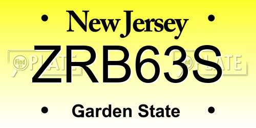 ZRB63S New Jersey License Plate