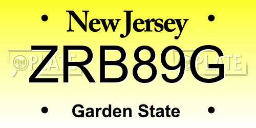 ZRB89G New Jersey License Plate